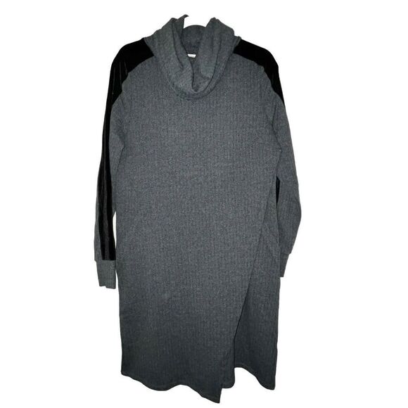 Soft Surroundings Cowl Sweater Dress Wmn’s Sz Med Velvet Herringbone Asymmetric - Picture 1 of 11
